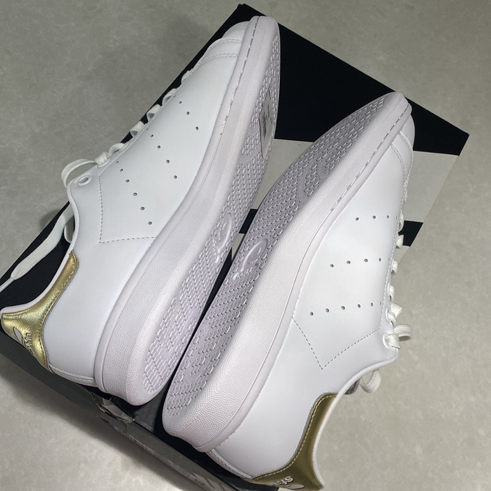 New ADIDAS ORIGINALS SNEAKER STAN SMITH WHITE/GOLD METALLIC WOMEN Size 10 in box - Picture 10 of 17